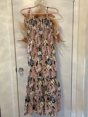 Dusty Rose Floral Smocked Maxi Sundress Size Small NWT